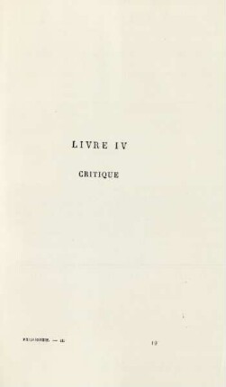 Livre IV. Critique