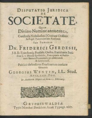 Disputatio Iuridica De Societate