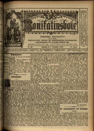 Erste Ausgabe vom Sonntag, den 05. November 1916.
