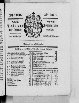 46tes Stück, Ausgabe vom 18. November 1801