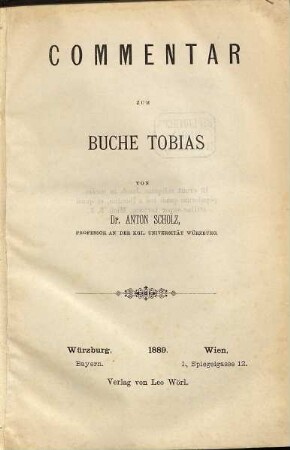 Commentar zum Buche Tobias