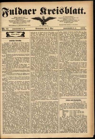 Erste Ausgabe vom Samstag, den 03. Mai 1902.