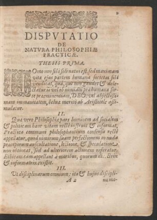 Disputatio De Natura Philosophiae Practicae.