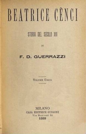 Beatrice Cènci : storia del secolo XVI