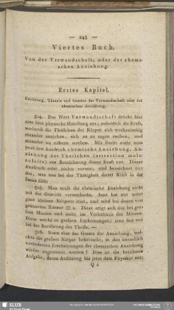 Viertes Buch. Von der Verwandtschaft, oder der chemischen Anziehung
