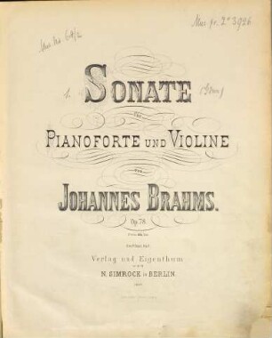 Sonate : für Pianoforte und Violine ; Op. 78