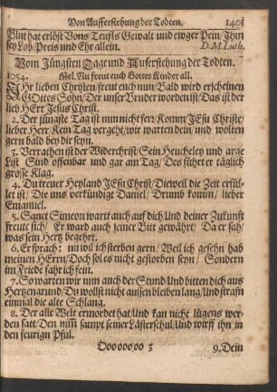Vom Jüngsten Tage und Auferstehung der Todten.