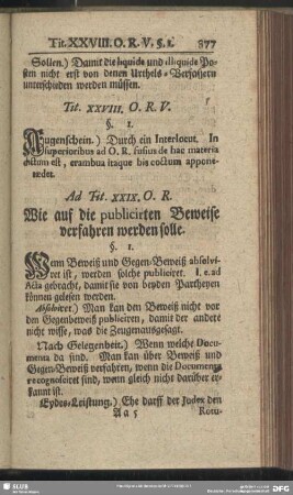 Ad Tit. XXIX. O. R. Wie auf die publicirten Beweise verfahren werden solle