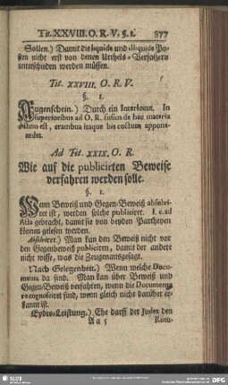 Ad Tit. XXIX. O. R. Wie auf die publicirten Beweise verfahren werden solle