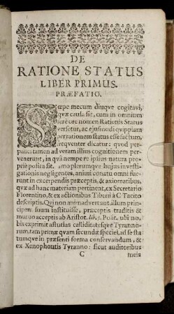 De Ratione Status Liber Primus.