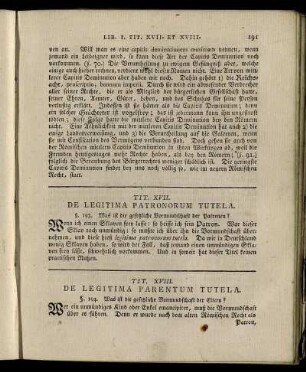 Tit. XVIII. De Legitima Parentum Tutela – Tit. XXVI. De Suspectis Tutoribus Et Curatoribus