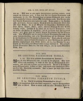Tit. XVIII. De Legitima Parentum Tutela – Tit. XXVI. De Suspectis Tutoribus Et Curatoribus