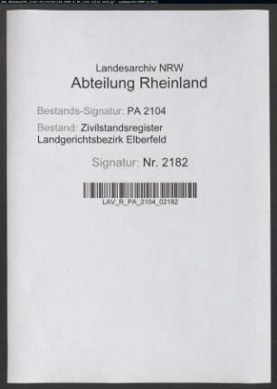 Geburtsregister Heiligenhaus