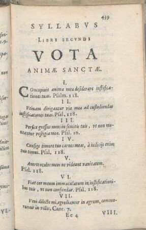 Syllabvs Libri Secvndi Vota Animæ Sanctæ.