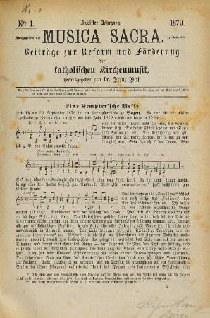 Musica sacra : Zeitschrift für katholische Kirchenmusik ; offizielles Cäcilien-Verbands-Organ im Dienste der Liturgie und des kirchenmusikalischen Apostolats. 12, 12. 1879