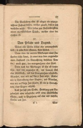 IV. Von Pflicht und Tugend