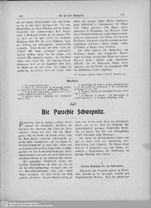Die Parochie Schwepnitz