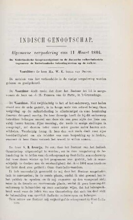 Algemeene vergadering van 11 Maart 1884