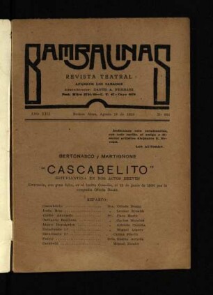 Cascabelito : estudiantina en dos actos breves