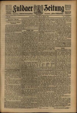 Zweite Ausgabe vom Montag, den 31. August 1908.