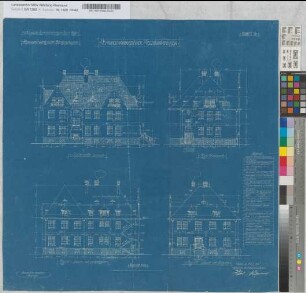 Verwaltungsgebäude der Reparaturwerkstätte Recklinghausen, Blatt 3: Ansichten [2 Exemplare], M. 1:100 Hgv, Sknr.: 2, Fanr.: 9, Bunr.: 4