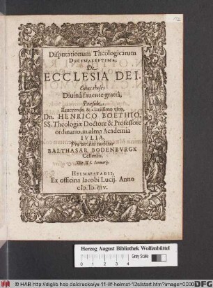 Disputationum Theologicarum Decima Septima, De Ecclesia Dei