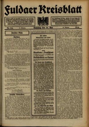 Zweite Ausgabe vom Samstag, den 30. Mai 1914.