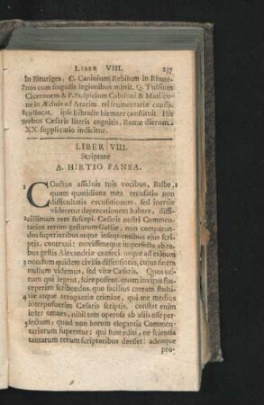 Liber VIII. Scriptore A. Hirtio Pansa.