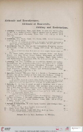 Alchemie und Rosenkreuzer (Nr. 1 - 911)