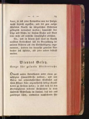 Viertes Gesetz. Sorge für gesunde Kleidertracht