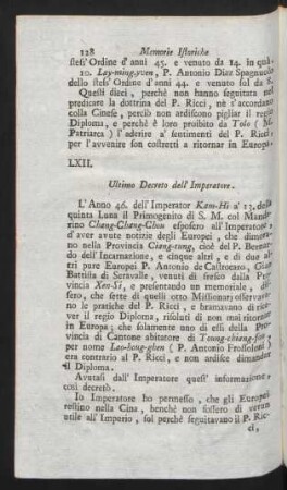LXII. Ultimo Decreto dell'Imperatore