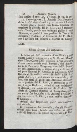 LXII. Ultimo Decreto dell'Imperatore