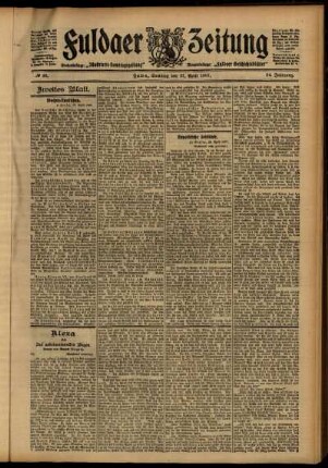 Zweite Ausgabe vom Samstag, den 27. April 1907.