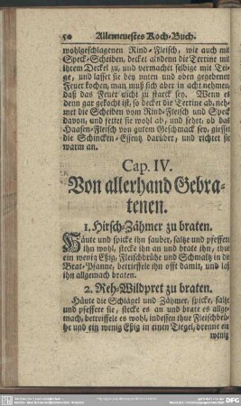 Cap. IV. Von allerhand Gebratenen