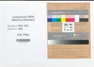 Entnazifizierung Peter Kolf , geb. 29.09.1911 (Haendler)
