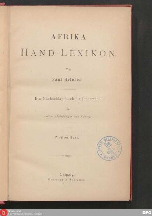 Bd. 2: Afrika Hand-Lexikon : ein Nachschlagebuch für Jedermann
