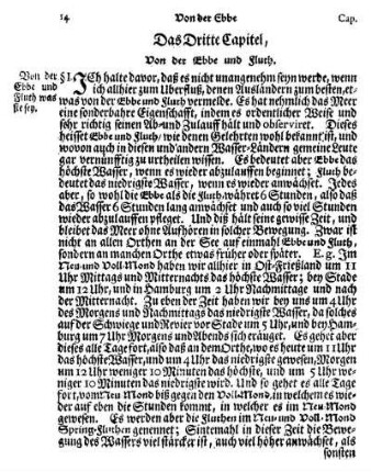 Das Dritte Capitel, Von der Ebbe und Fluth