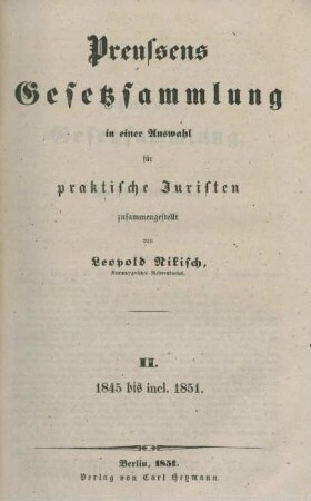 2.1845/51: Preußens Gesetzsammlung