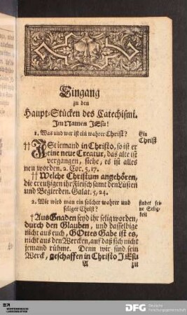 Eingang zu den Haupt-Stücken des Catechismi