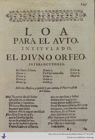 Loa para el Auto del Divino Orfeo.