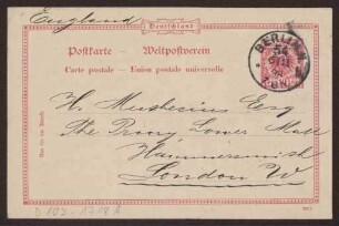 Schreiben an Hermann Muthesius (Postkarte)