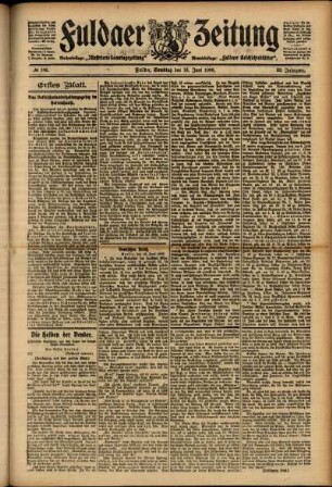 Erste Ausgabe vom Samstag, den 16. Juni 1906.