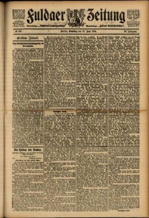 Erste Ausgabe vom Samstag, den 16. Juni 1906.