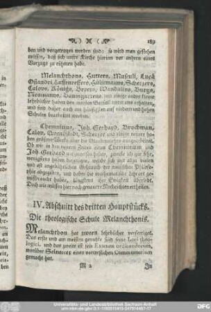 IV. Abschnitt des dritten Hauptstücks. Die theologische Schule Melanchthonis.
