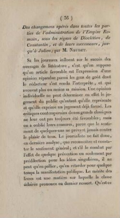 Des changemens opérés dans toutes les parties de l'administration de l'Empire Romain, ...; par M. Naudet