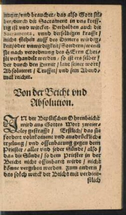 Von der Beicht und Absolution.