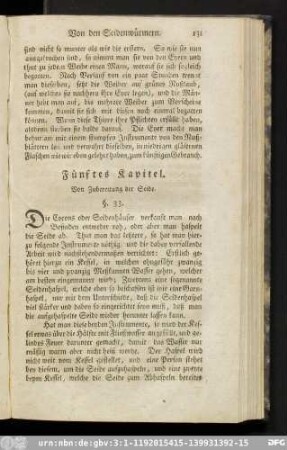 Fünftes Kapitel. Von Zubereitung der Seide.