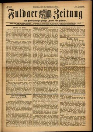 Ausgabe vom Samstag, den 22. September 1894.