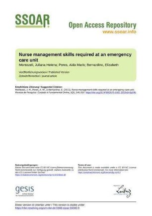 Nurse management skills required at an emergency care unit