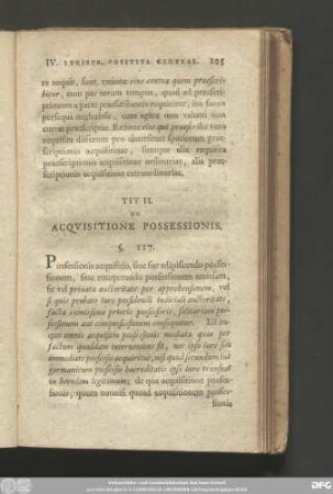 Tit. II. De Acquisitione Possessione.